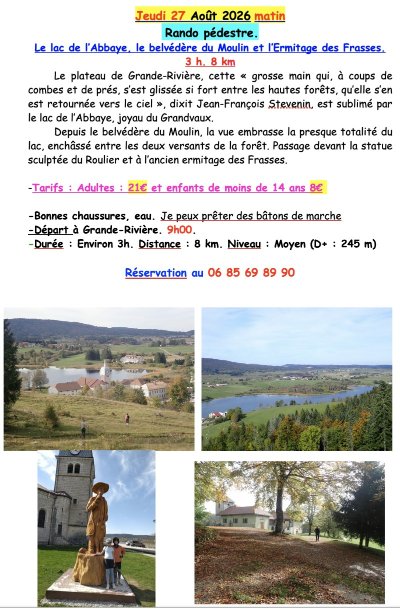 Rando : le Lac de l'Abbaye, belvédère du Moulin et Ermitage des Frasses
