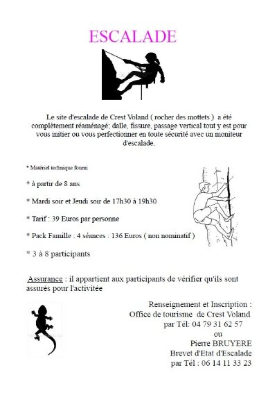 Rocher d'escalade des Mottets