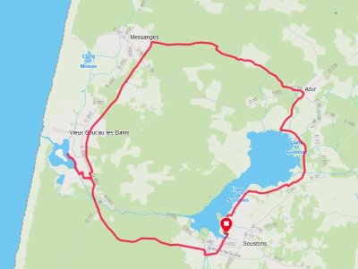 Boucle à vélo Soustons - Azur - Messanges - Vieux-Boucau