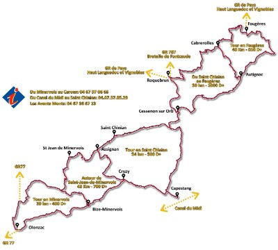 RANDONNÉE TOUR EN FAUGERES - GR® DE PAYS MINERVOIS, SAINT-CHINIAN, FAUGÈRES