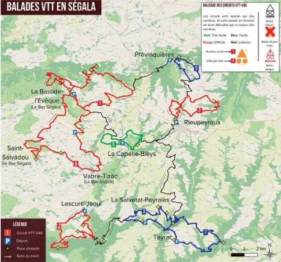circuit VTT VAE - Les 3 vallées - La Salvetat Peyralès